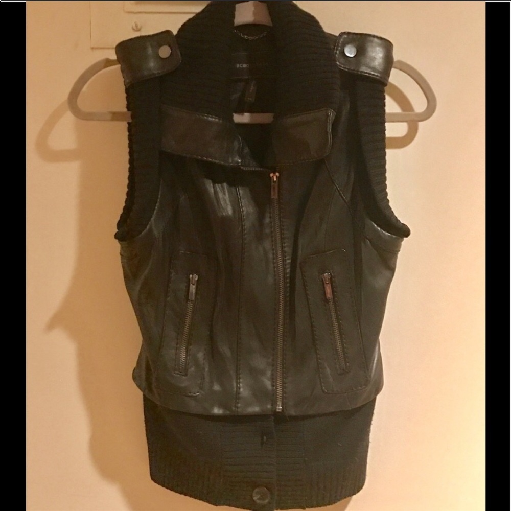 Bcbg MaxAzria Leather Sweater Vest